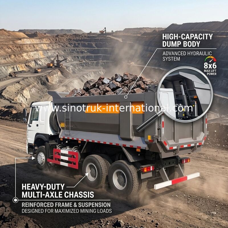 टिपर डंप ट्रक SINOTRUK HOWO 25t 336HP 6X4 LHD 10 - 25CBM ZZ3257N3647A