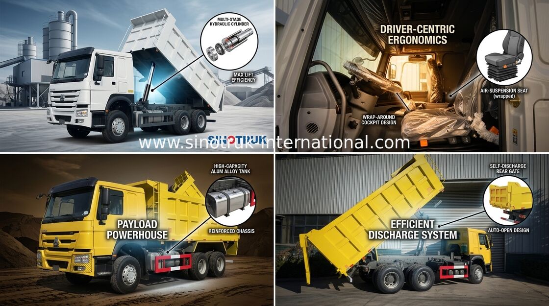 Sinotruk Howo 6 X 4 10 व्हील टिपर डंप ट्रक 400hp मिडिल लिफ्टिंग