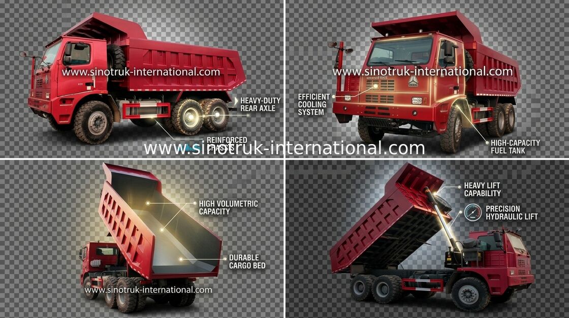 टिपर डंप ट्रक SINOTRUK HOWO 70 खनन एलएचडी 6X4 371 एचपी 70tons ZZ5707S3840AJ