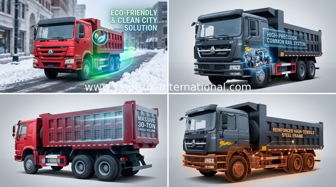 टिपर डंप ट्रक SINOTRUK HOWO 10 पहियों 371 एचपी लोड 25-40 टन 10-25 सीबीएम माल