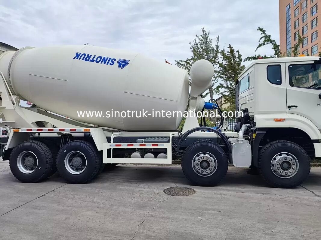 भारी शुल्क HOWO 8x4 16CBM कंक्रीट मिक्सर ट्रक 371HP इंजन निर्माण के लिए पीएमपी स्पीड रिड्यूसर
