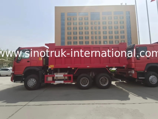 SINOTRUK HOWO टिपर डंप ट्रक RHD 6×4 336HP लाल रंग में