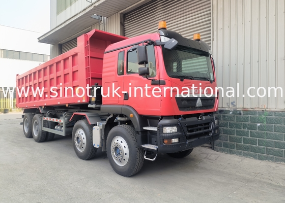Sinotruk Howo टिपर डंप ट्रक Tx 400Hp यूरो 2 8 × 4 Lhd 12 पहियों लाल