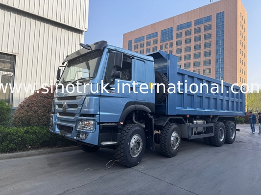 380hp Sinotruk Howo 8x4 डंप ट्रक 12 पहियों HW76 ZZ3317V3567B1R RHD सुरुचिपूर्ण नीला