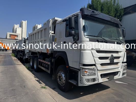 SINOTRUK इंजन 371HP 6 × 4 LHD HOWO डंप ट्रक व्हाइट 19-20CBM मध्य लिफ्टिंग