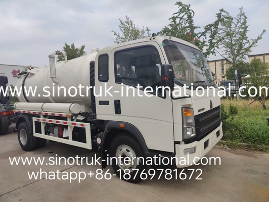 4*2 ड्राइव HOWO सीवेज सक्शन ट्रक: 6m3 टैंक, 160HP, 8.00R20 टायर, लाइट ड्यूटी सीवेज ट्रक, कुशल स्वच्छता वाहन