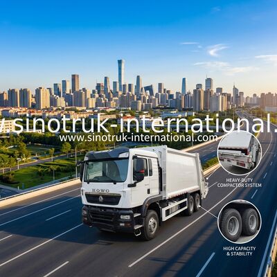 18m3 बड़े वॉल्यूम संपीड़न कचरा ट्रक 371HP इंजन और भारी शुल्क टायर के साथ कुशल अपशिष्ट प्रबंधन के लिए