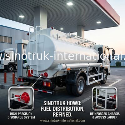 SINOTRUK HOWO 4X2 6 पहिया तेल टैंक ट्रक 5-6CBM प्रवाहमीटर के साथ एकल डिब्बा