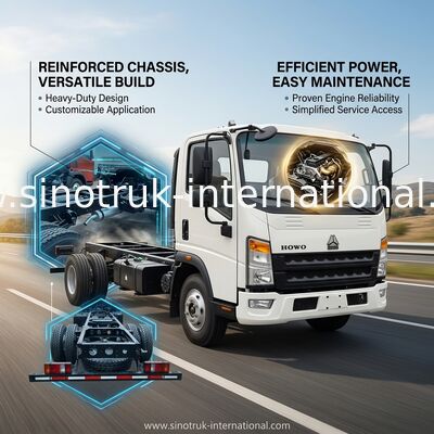 ZZ1047D3414C145 HOWO 4*2 लाइट ड्यूटी ट्रक 116HP चेसिस
