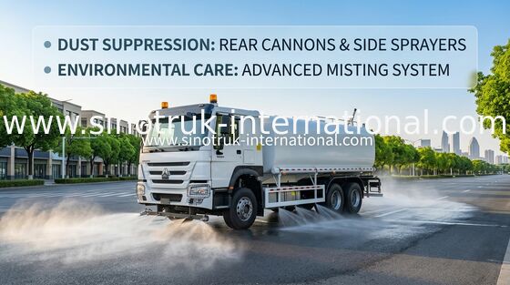 Sinotruk HOWO सफेद RHD 6x4 पानी टैंक ट्रक ZZ1257V4347B1 उच्च दबाव फ्लश समारोह के साथ