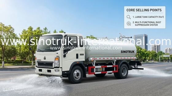 SINOTRUK लाइट वॉटर टैंक ट्रक LHD 5-8CBM स्प्रेइंग रेंज वाइड