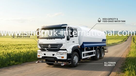 Stainless Steel Water Sprinkling Truck SINOTRUK 18CBM For Pesticide Spraying
