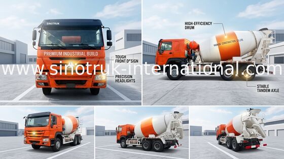 3C Sinotruk Howo रेडी मिक्स कंक्रीट ट्रक 371hp 10 पहिए LHD 6x4