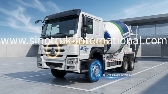 SINOTRUK सफेद HOWO 371HP कंक्रीट मिक्सर ट्रक LHD
