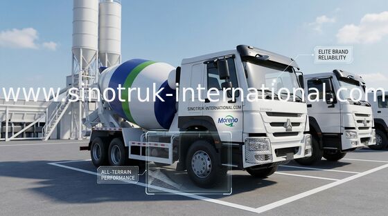 HOWO SINOTRUK कंक्रीट मिक्सर ट्रक 371HP व्हाइट यूरो II ZZ1257N3841W