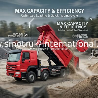 टिमपर डंप ट्रक SINOTRUK HOWO A7 8X4 निर्माण के लिए ZZ3317V3567B1