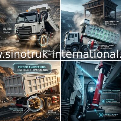 SINOTRUK HOWO हैवी ड्यूटी टिपर डंप ट्रक फ्रंट लिफ्टिंग 8×4 RHD