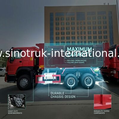 SINOTRUK HOWO टिपर डंप ट्रक RHD 6×4 336HP लाल रंग में