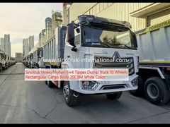 सिनोट्रुक होवो/होहान 6×4 टिपर डंप ट्रक 10 पहिया आयताकार कार्गो बॉडी 20CBM सफेद रंग